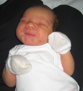 Photo of Tristan Ikemefuna Hokstad at two days old